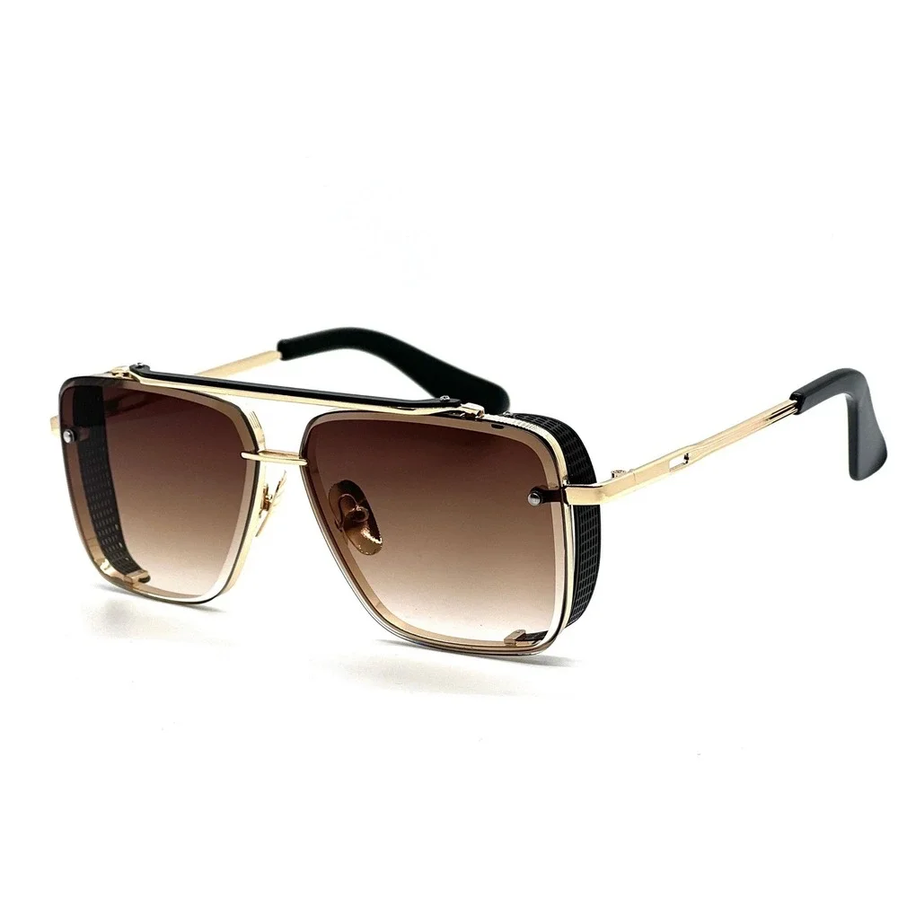 Square Aviator Sunglasses Gold Frame Brown Gradient Lens Fashion‎ Shades Classy